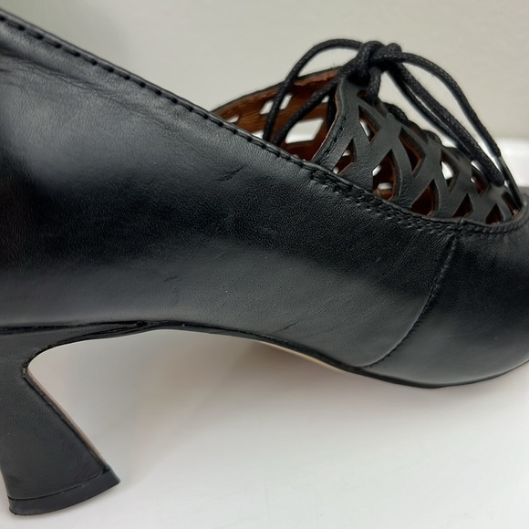 Earthies Mezzi Lattice Lace-Up Heels Black Leather 8 - Picture 11 of 12